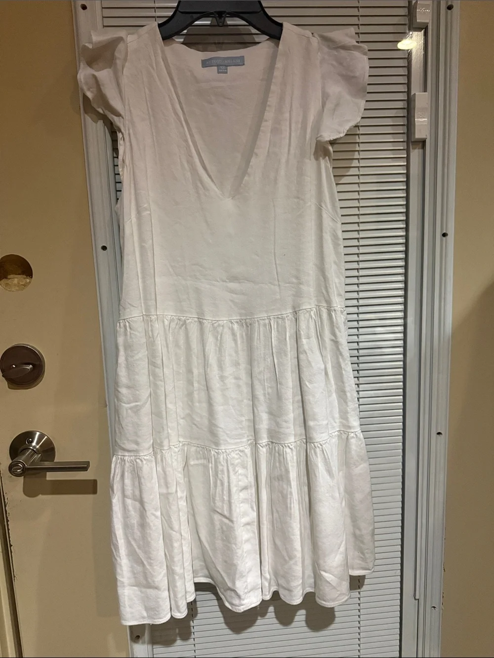 ANTONIO MELANI White Tiered V-Neck Girls' Dress